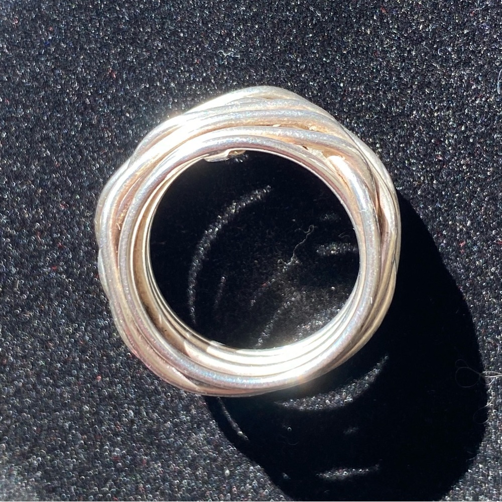 Vintage Sterling Silver Multi Band Stacked Ring Chunky Statement Wide Band 925
